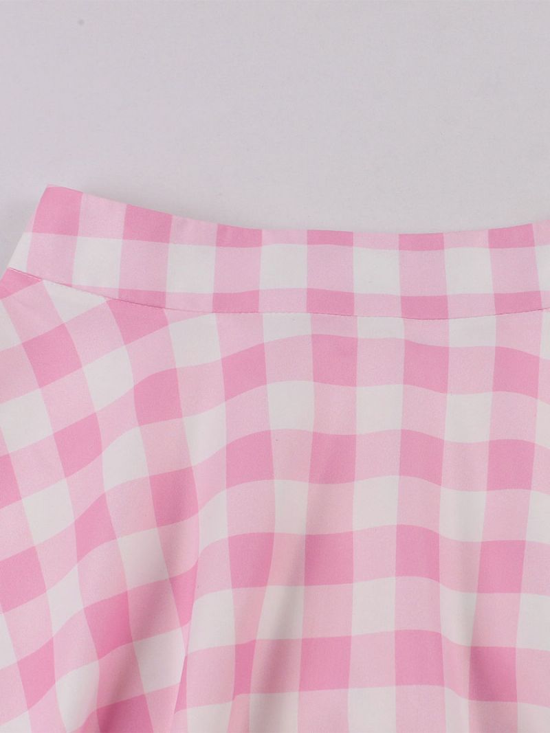 Barbie Ružová Gingham Sukňa Kostkovaná Dámske Nohavičky Do Polovice Lýtok - Ružová