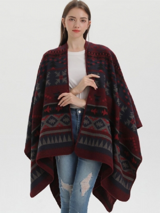 Bohemian Dámska Pelerínka Geometric Oversized Jesenné Zimné Pončo