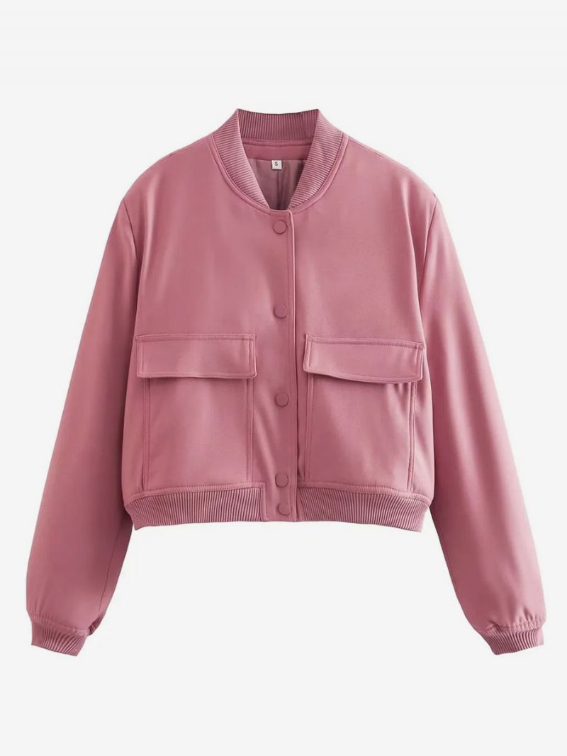 Bomber Jacket Casual Street Wear Univerzitná Bunda Pre Ženy - Ružová