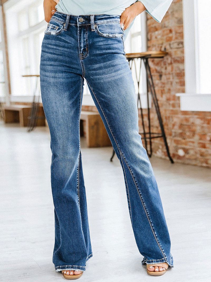 Bootcut Jeans High Rise Cotton Spring Flare Bottom Pre Ženy