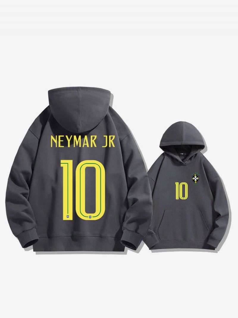 Brazílska Tréningová Mikina S Kapucňou Neymar Číslo 10 Pánsky Top - Sýtošedá