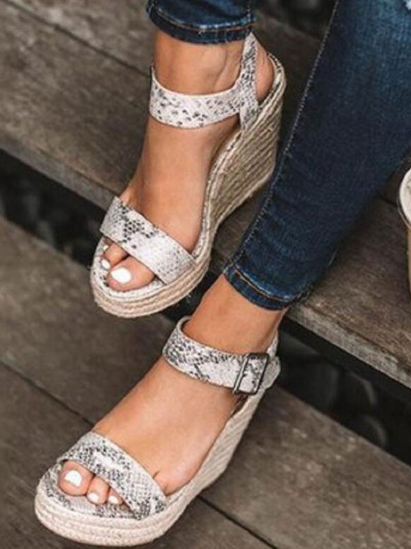 Dámske Froté Sandále Na Kline Espadrille - Python