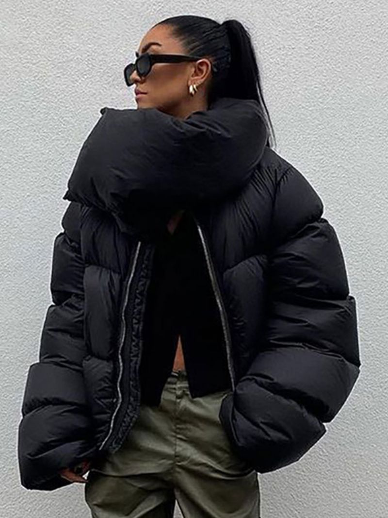 Dámske Kabáty Puffer Jacket Coats Black Stand Golier Winter Outerwear