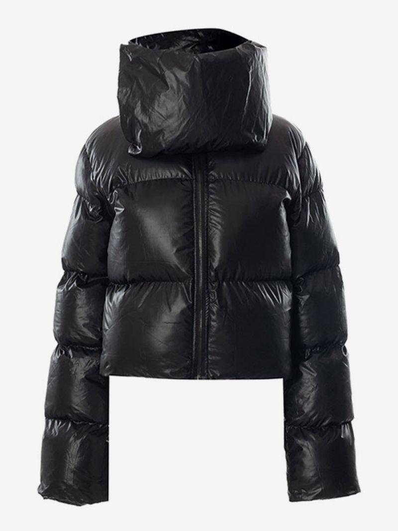 Dámske Kabáty Puffer Jacket Coats Black Stand Golier Winter Outerwear - Čierna