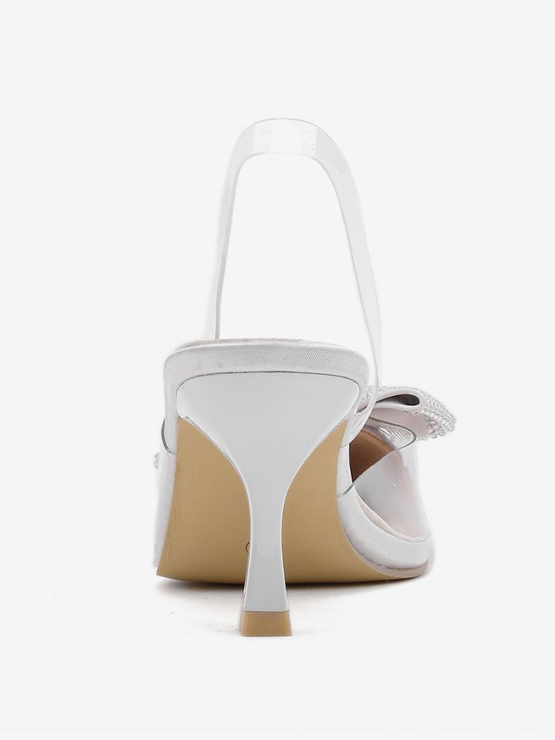 Dámske Kamienky Slingback Podpätky Transparentné Ihlové Strieborné Lodičky Pvc Zvršok - Striebro