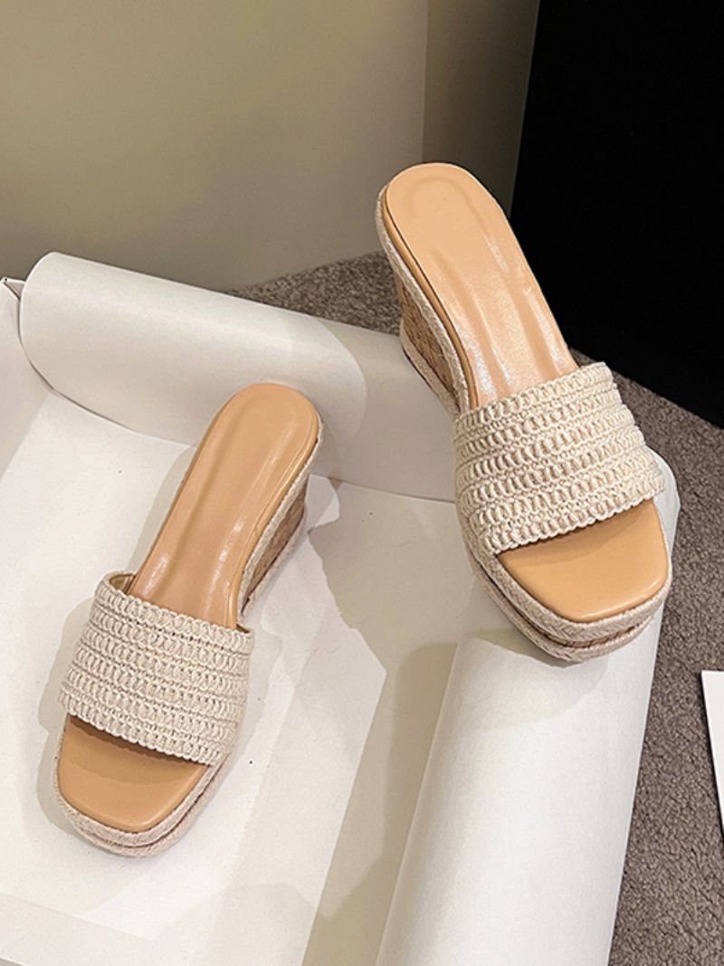 Dámske Klinové Papuče Dámska Platforma Slip On Sandal Slides - Svetlo Žltá