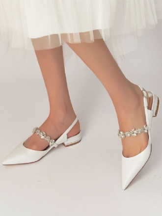 Dámske Ploché Svadobné Topánky Mary Jane Rhinestones Slingback Lodičky