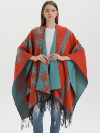 Dámske Pončo Cape Color Block Oversized Etnický Štýl Jeseň Zima