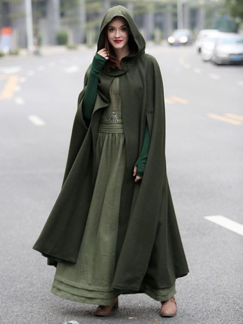 Dámske Pončo S Kapucňou Hunter Green Poncho Oversized Cape