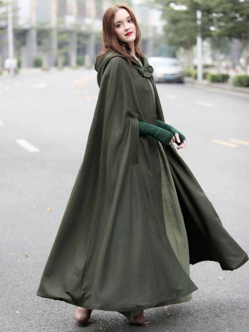 Dámske Pončo S Kapucňou Hunter Green Poncho Oversized Cape - Hunter Green