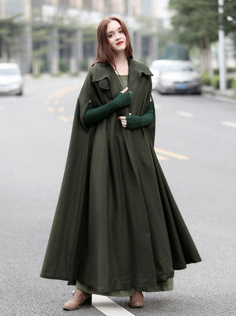 Dámske Pončo S Kapucňou Hunter Green Poncho Oversized Cape - Hunter Green