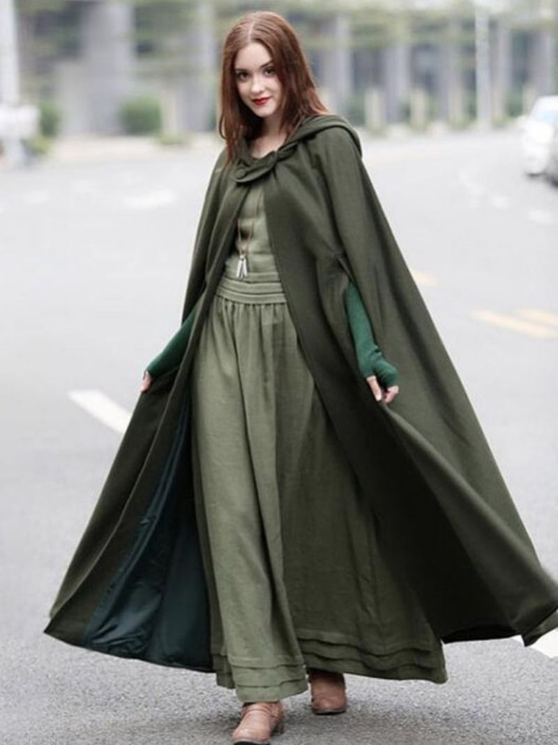 Dámske Pončo S Kapucňou Hunter Green Poncho Oversized Cape - Hunter Green