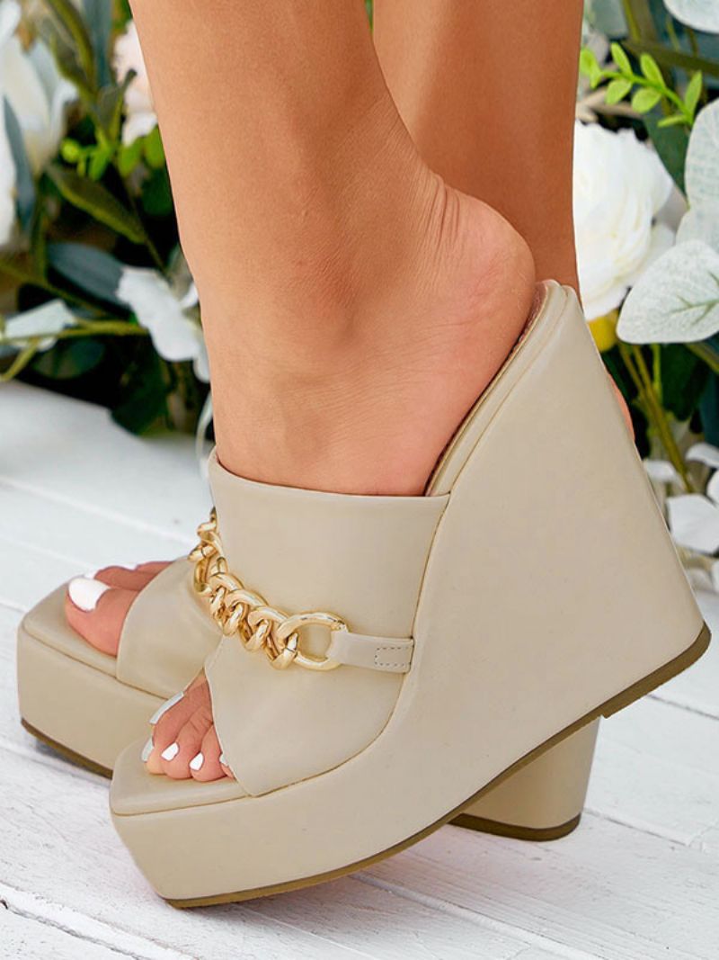 Dámske Reťaze Platforma Mule Wedges