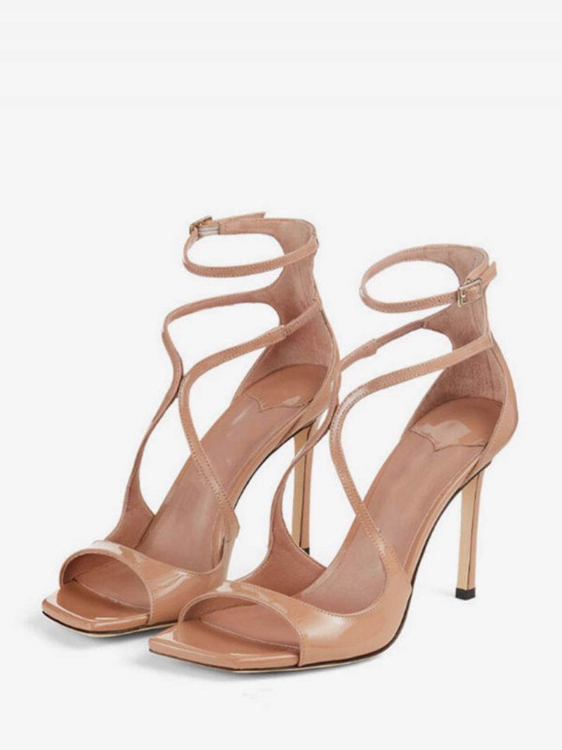 Dámske Sandále Na Vysokom Podpätku Čierny Patent Pu Zvršok Peep Toe Strappy Plesové Topánky Párty Malom - Žltá/Červená