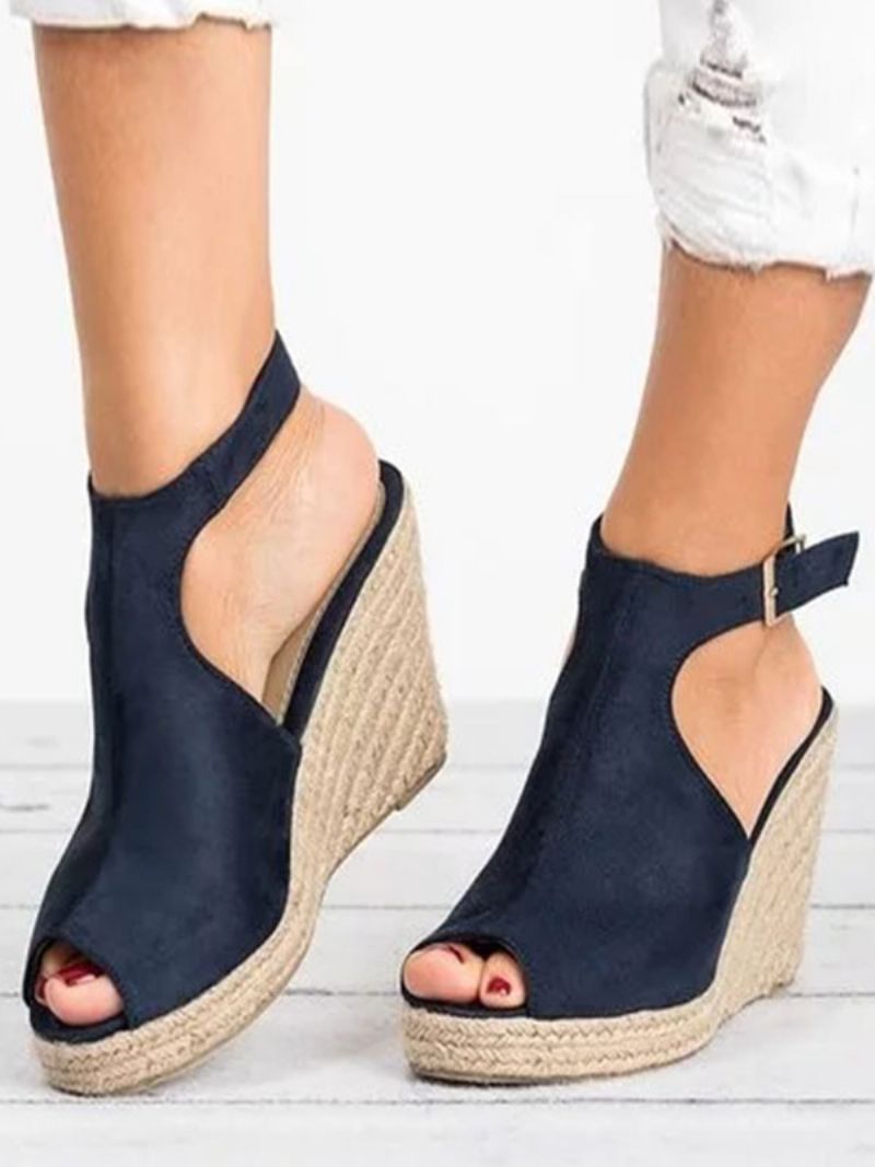 Dámske Sandále Terry Wedge Espadrilles S Otvorenou Špičkou - Sýtomodrá