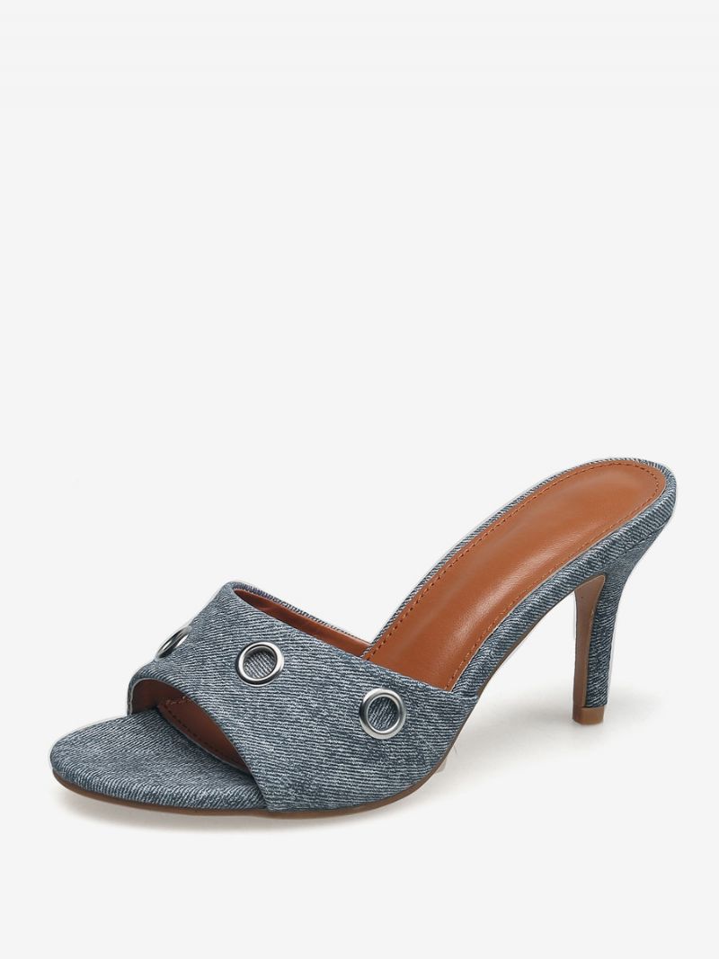 Dámske Slingbacks Na Ihličkovom Podpätku Canvas Mules Svetlo Sky Blue