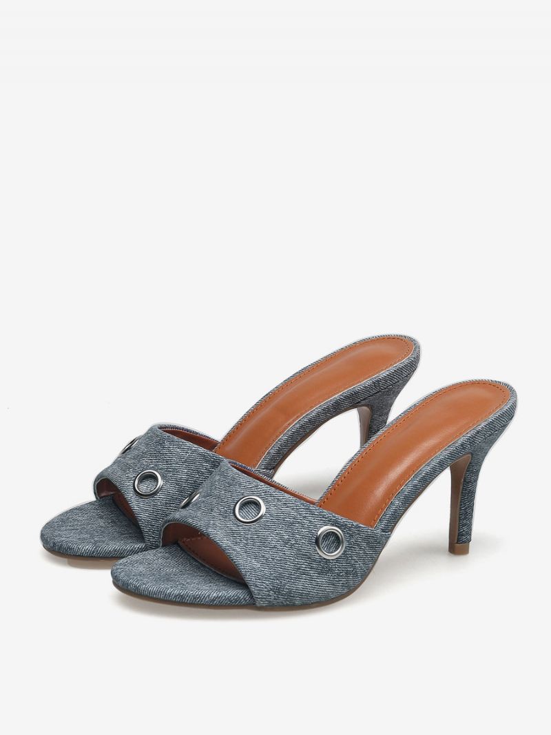 Dámske Slingbacks Na Ihličkovom Podpätku Canvas Mules Svetlo Sky Blue - Svetlo Obloha Modrá