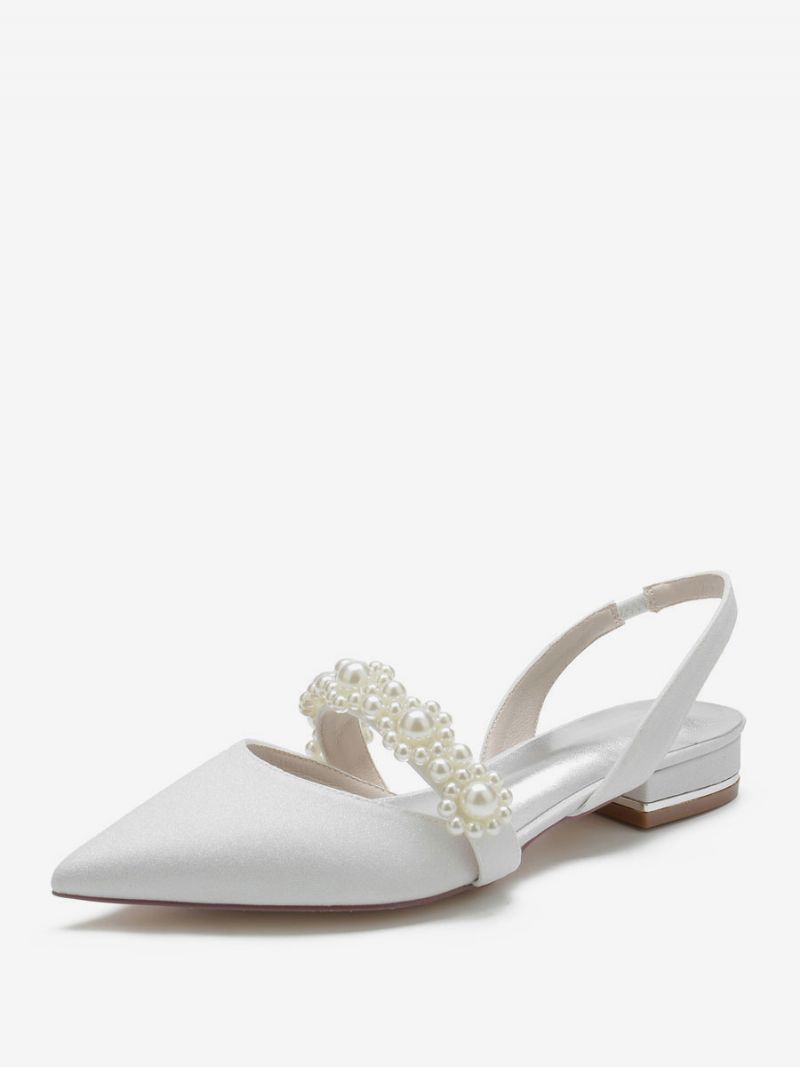 Dámske Svadobné Topánky Pearls Slingback Flats