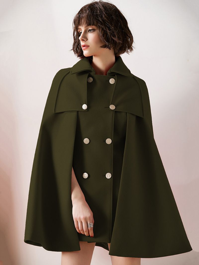 Dámske Červené Pončo Oversized Cape Coat Zimné Vrchné Oblečenie - Hunter Green