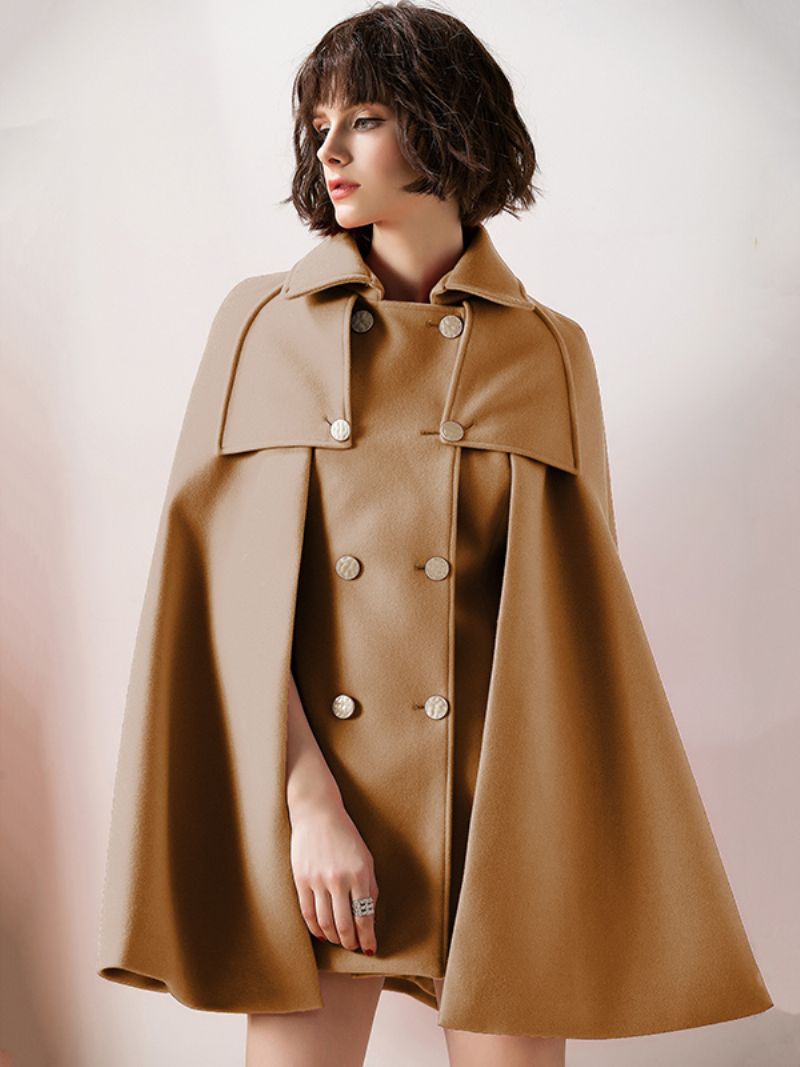 Dámske Červené Pončo Oversized Cape Coat Zimné Vrchné Oblečenie - Ťavia