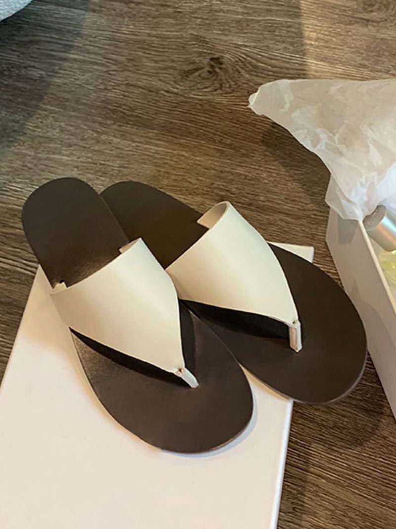 Dámske Žabky Ecru White Thong Beach Sandal Slides - Béžová