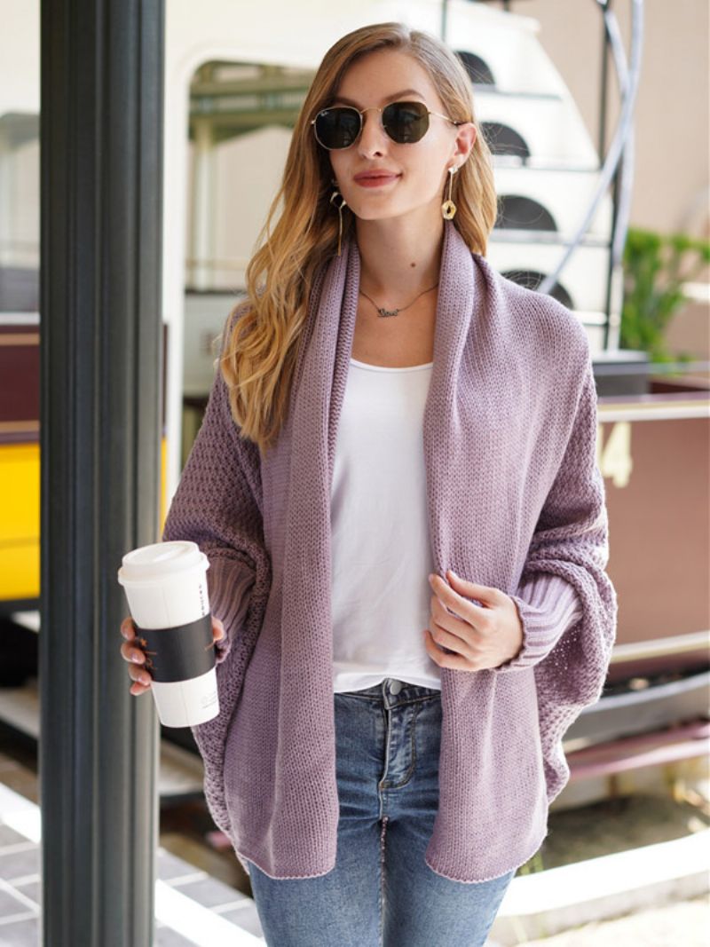 Dámsky Sveter Batwing Sleeves Open Front Cardigans For Fall Winter - Levanduľa