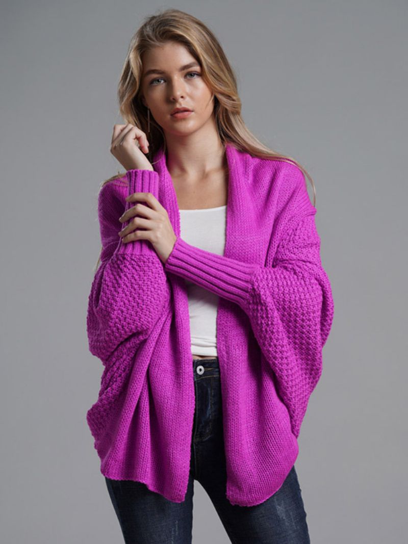 Dámsky Sveter Batwing Sleeves Open Front Cardigans For Fall Winter - Ružová