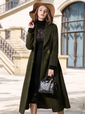 Dámsky Vrchný Odev Turndown Collar Woolen Winter Wrap Coat