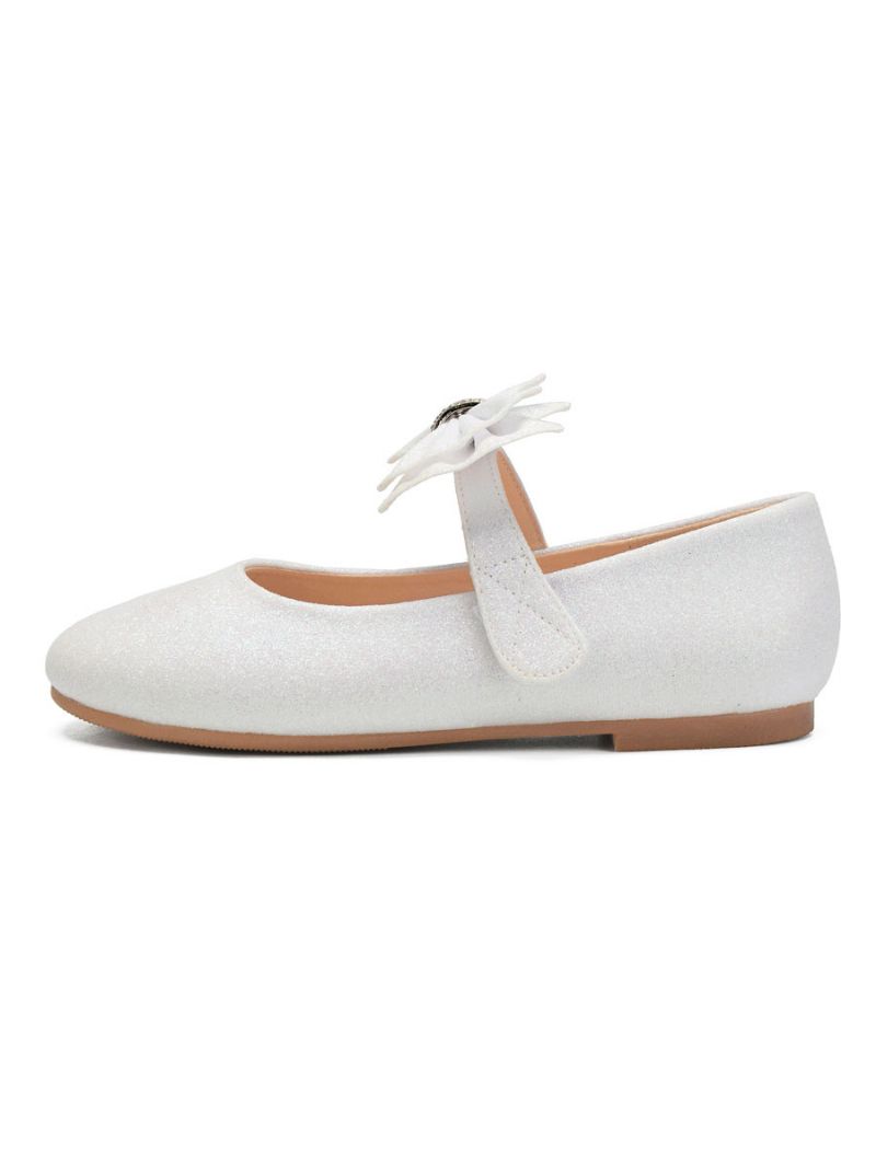 Dievčatá Bow Mary Jane Flat Flower Girl Topánky - Ivory