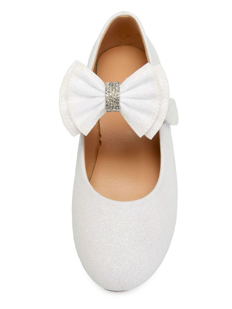 Dievčatá Bow Mary Jane Flat Flower Girl Topánky - Ivory