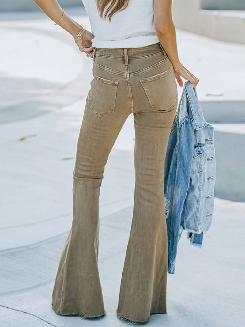 Flare Jeans Pre Ženy Camel Cotton Jarné Zvonové Nohavičky - Ťava