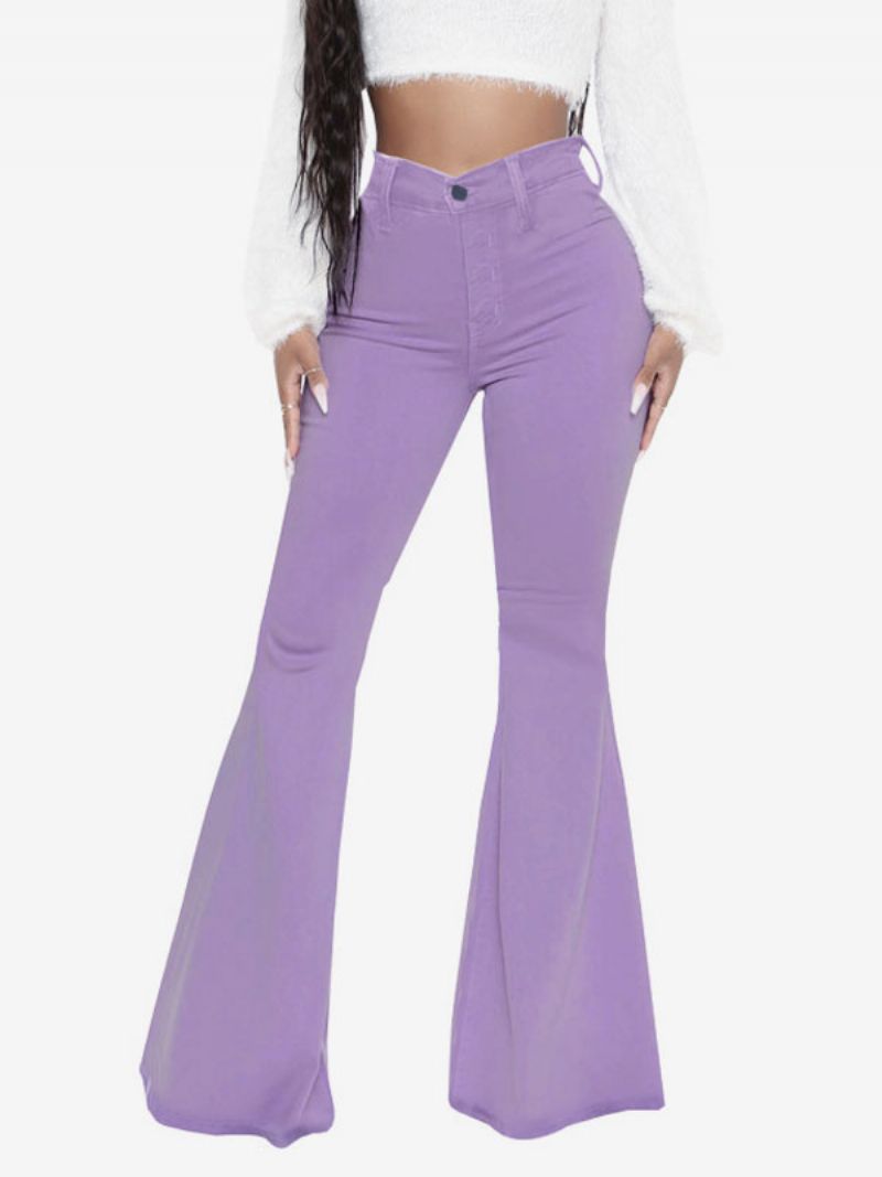 Flare Jeans Pre Ženy Raw Edge High Rise Bell Bottoms - Fialová