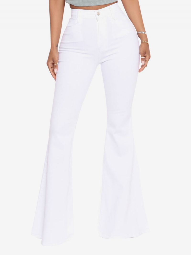 Flare Jeans Pre Ženy Raw Edge High Rise Bell Bottoms - Biela