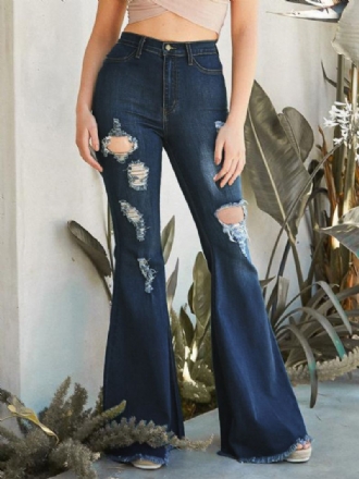 Flare Jeans Raw Edge Ripped High Rise Bell Nohavičky Pre Ženy