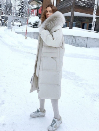 Kabáty Pre Ženy Ecru White Thicken Winter Outerwear