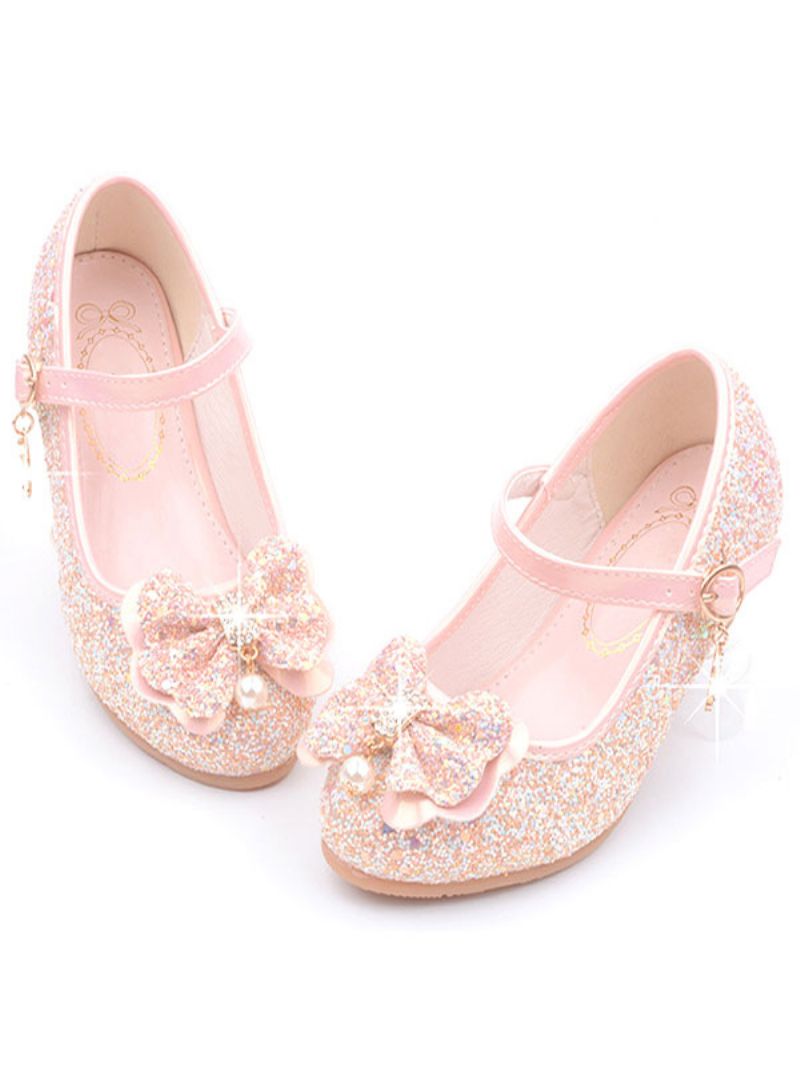 Kvetinové Dievčenské Topánky Glitter Flower Mary Jane Flats - Ružová