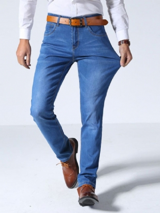 Men Jeans Chic Distressed Antique Design Skinny Light Sky Blue Denim Nohavice