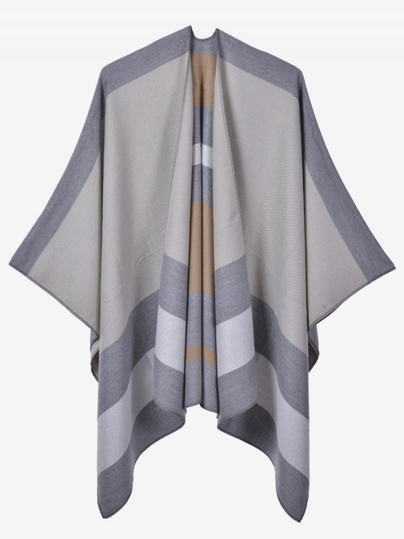 Oversized Ženy Cape Stripes Color Block Fall Winter Poncho - Žltá