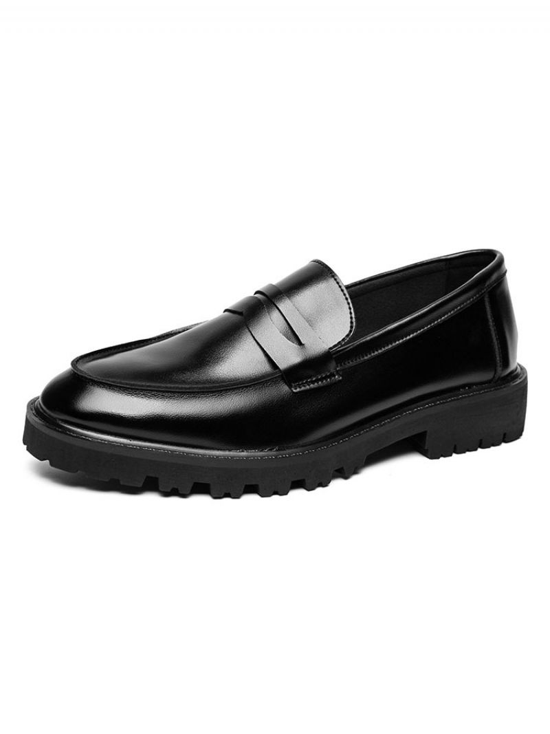 Pánska Mokasínová Obuv Cozy Pu Leather Monk Strap Slip-on - Čierna