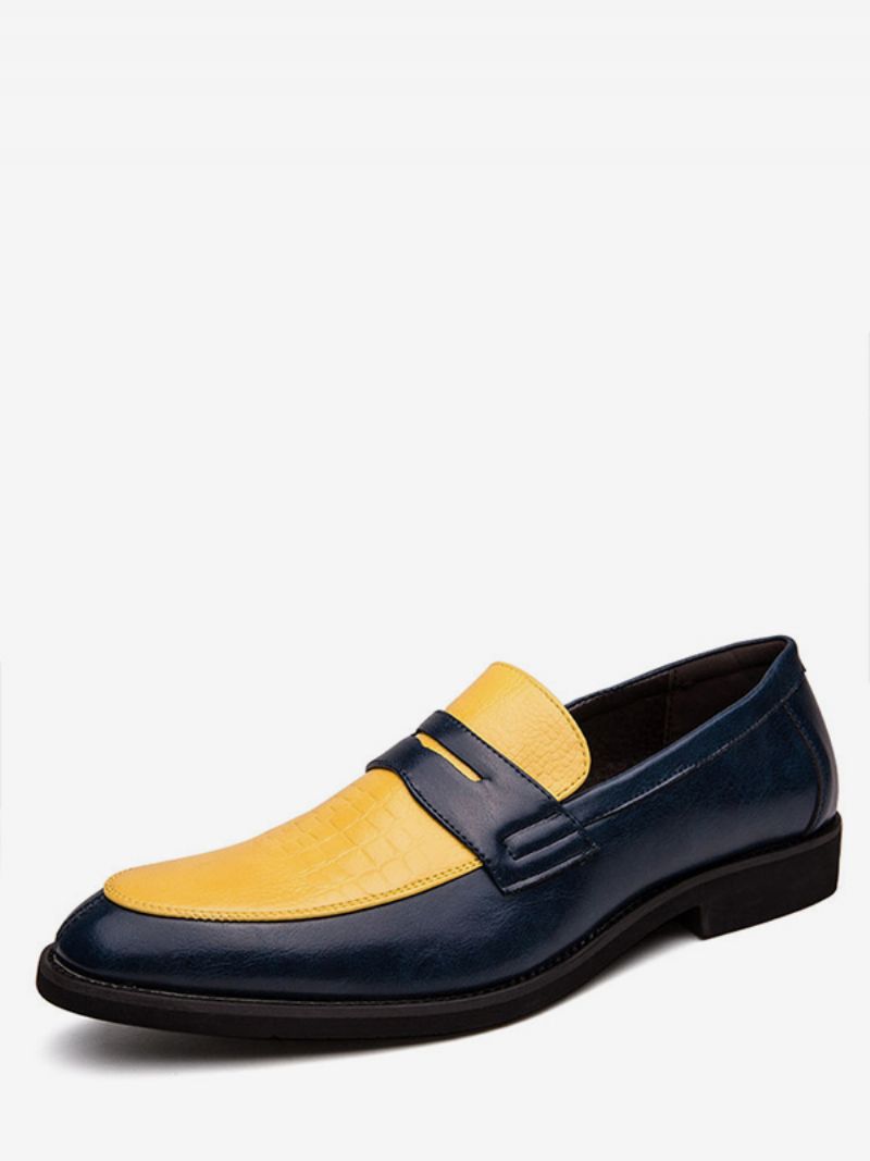 Pánske Dvojfarebné Svadobné Topánky Penny Loafers Na Ples - Žltá