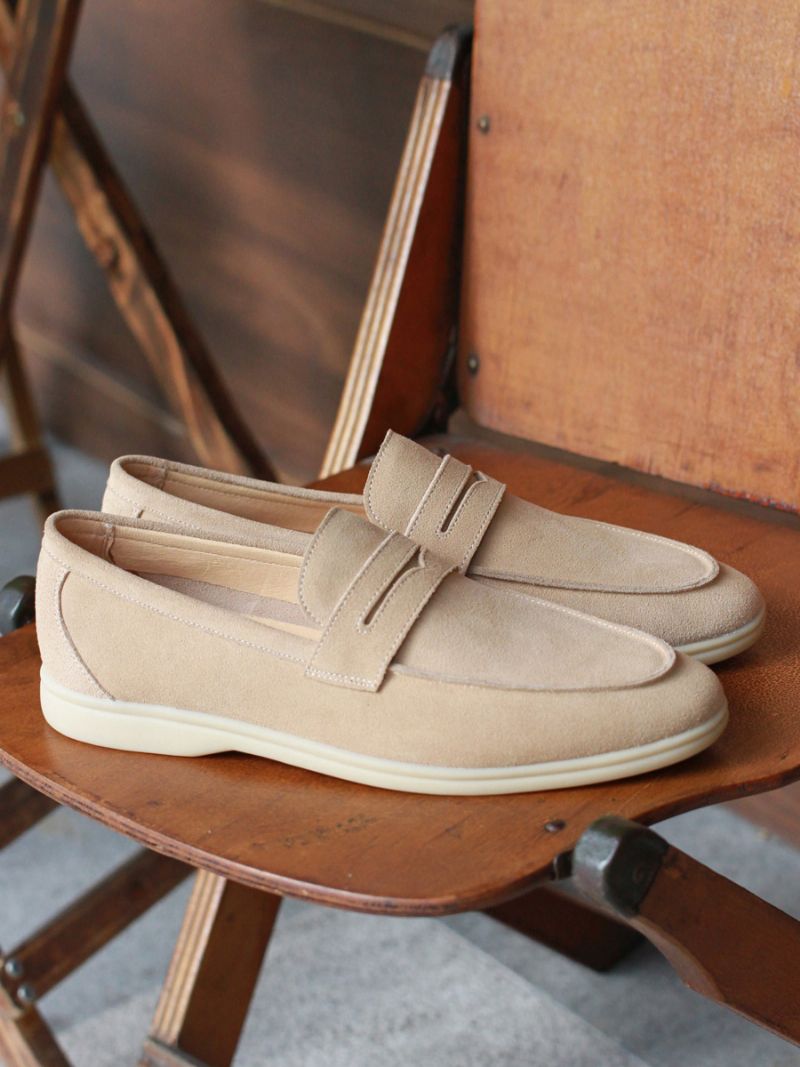 Pánske Micro Suede Slip On Horné Mokasínové Topánky - Svetlo Svetlo Žltá