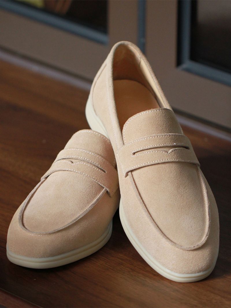 Pánske Micro Suede Slip On Horné Mokasínové Topánky - Svetlo Svetlo Žltá