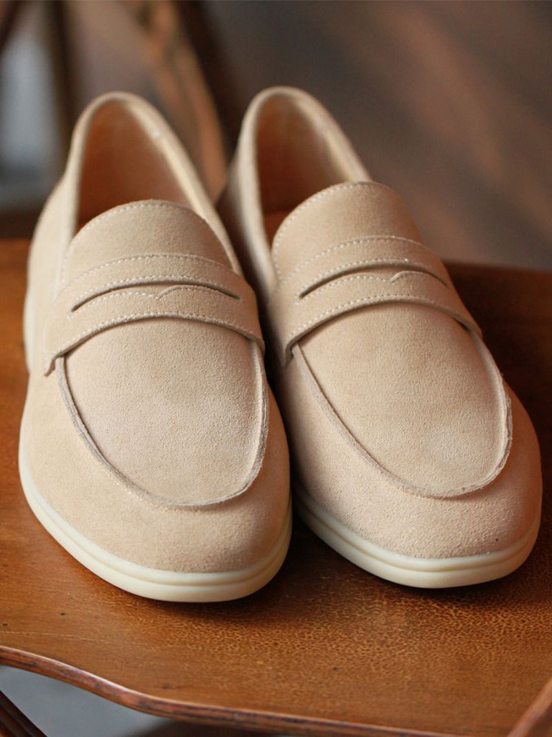 Pánske Micro Suede Slip On Horné Mokasínové Topánky - Svetlo Svetlo Žltá