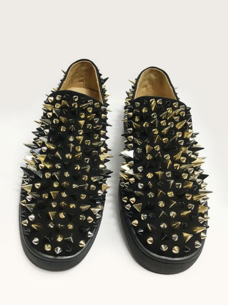 Pánske Nazúvacie Topánky Black Suede Spikes Loafers