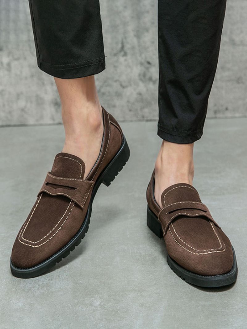 Pánske Nazúvacie Topánky Na Ples Z Pu Kože Monk Strap - Káva Hnedá