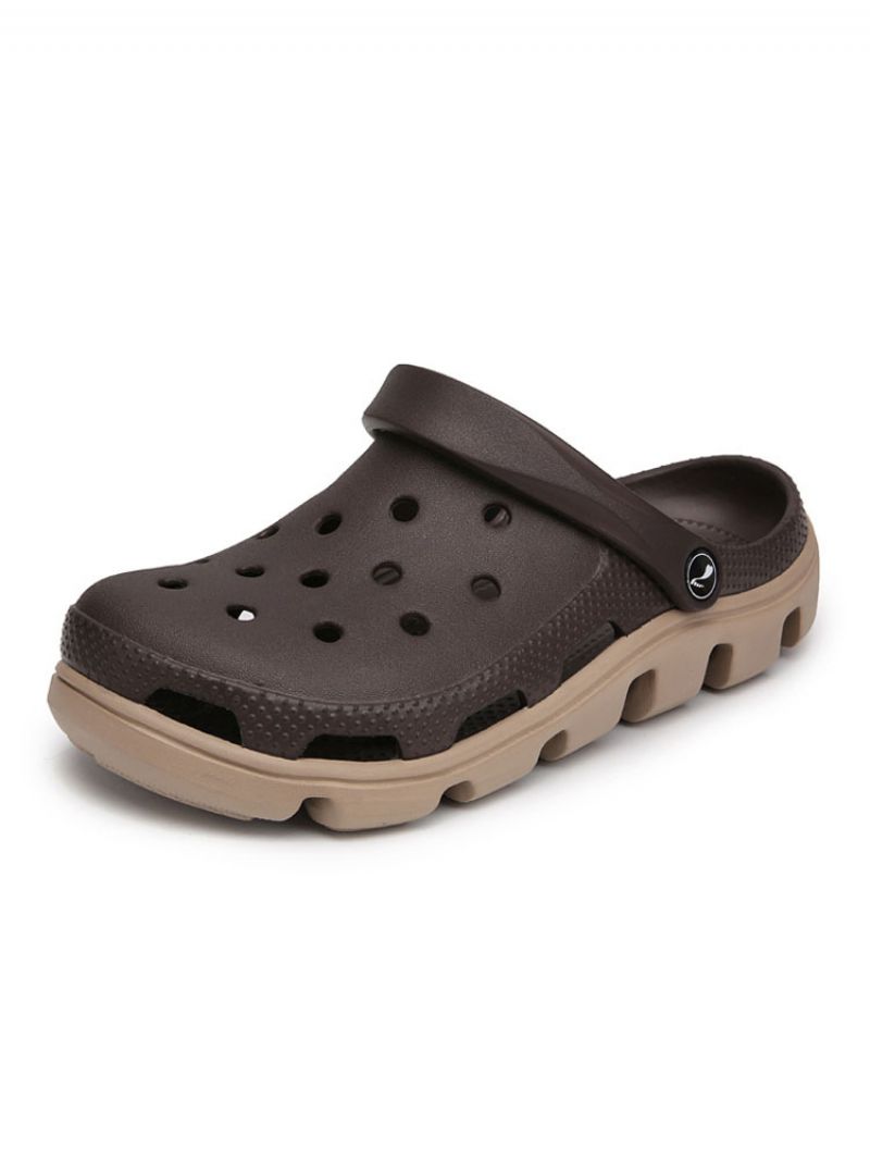 Pánske Sandále Slip-on Pvc Zvršok Eva Podrážka - Hlboká Hnedá