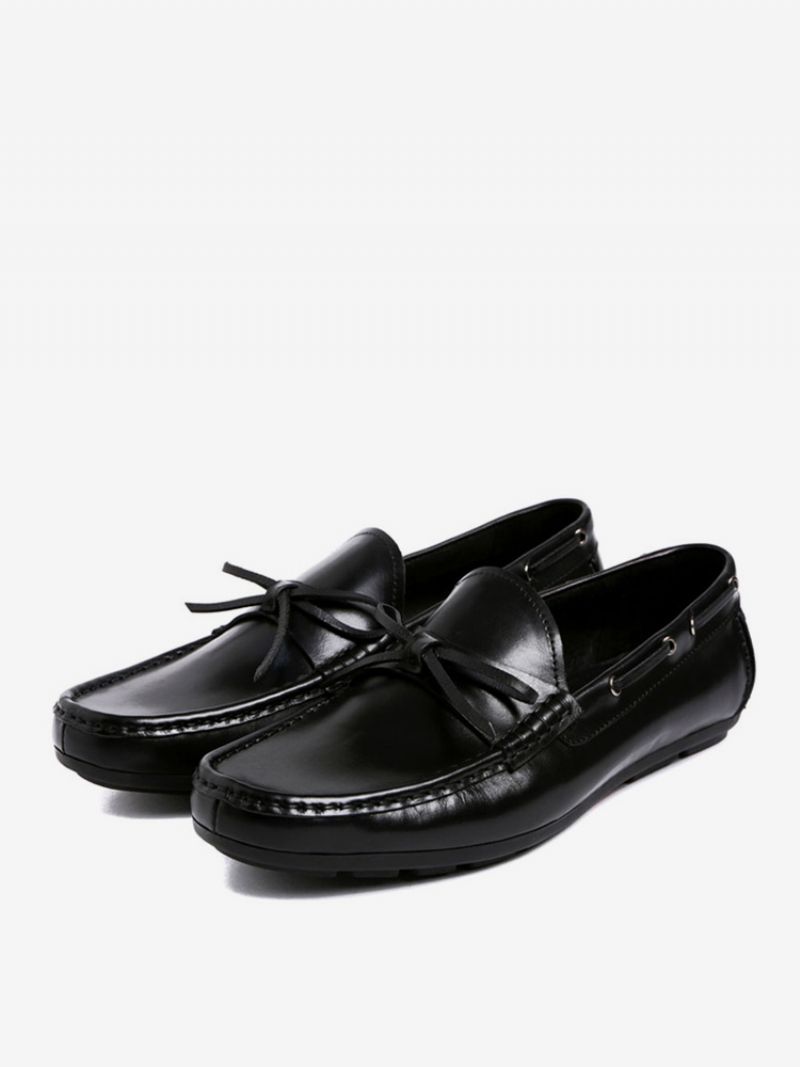 Pánske Slip On Loafer Strapce Z Hovädzej Kože - Čierna