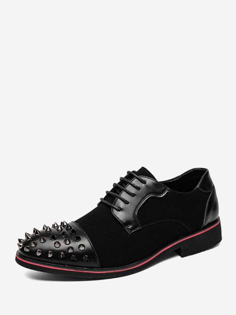 Pánske Spoločenské Topánky Štýlové Nity S Okrúhlou Špičkou Lace Up Pu Leather