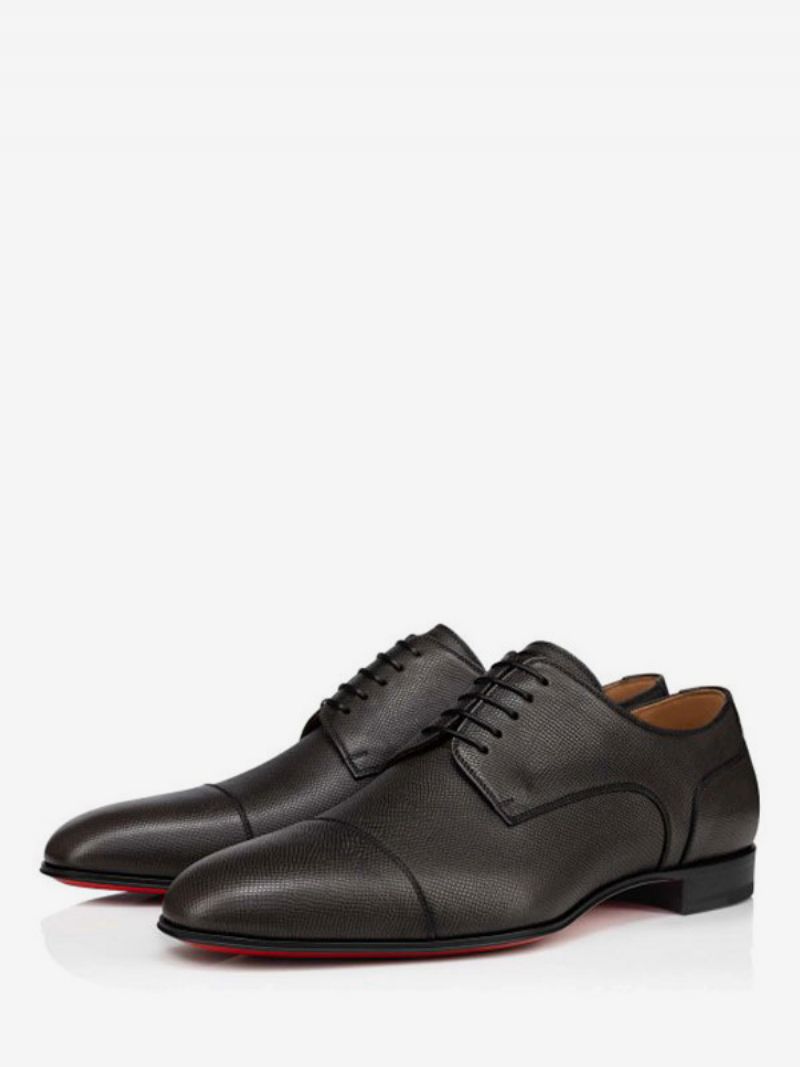 Pánske Svadobné Topánky Oxfords Suede Leatherprom Cap Toe Dress - Čierne Zlato