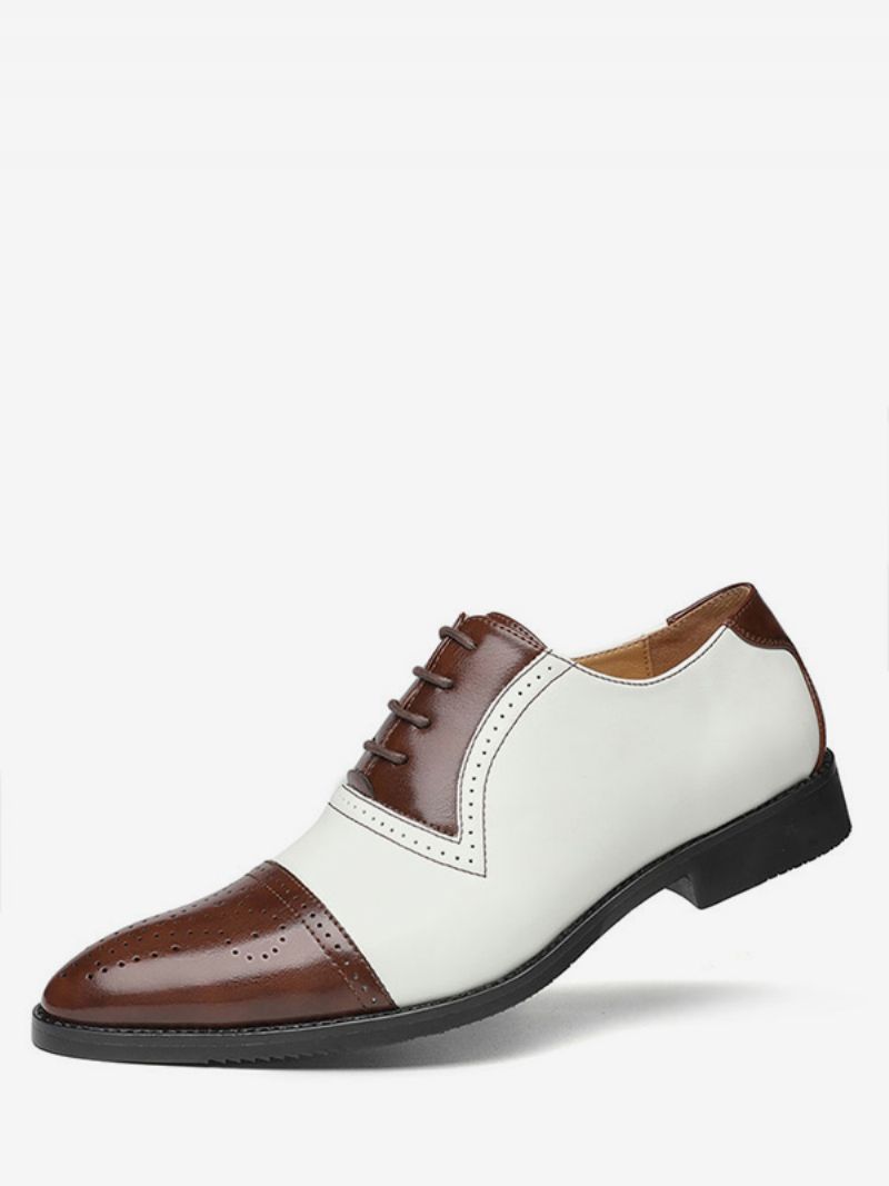 Pánske Svadobné Šaty Oxfords Cap Toe Brogue Biela